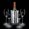 5 Piece Perla Wine Cooler Set w/ 4 Woodbridge Wine Glasses